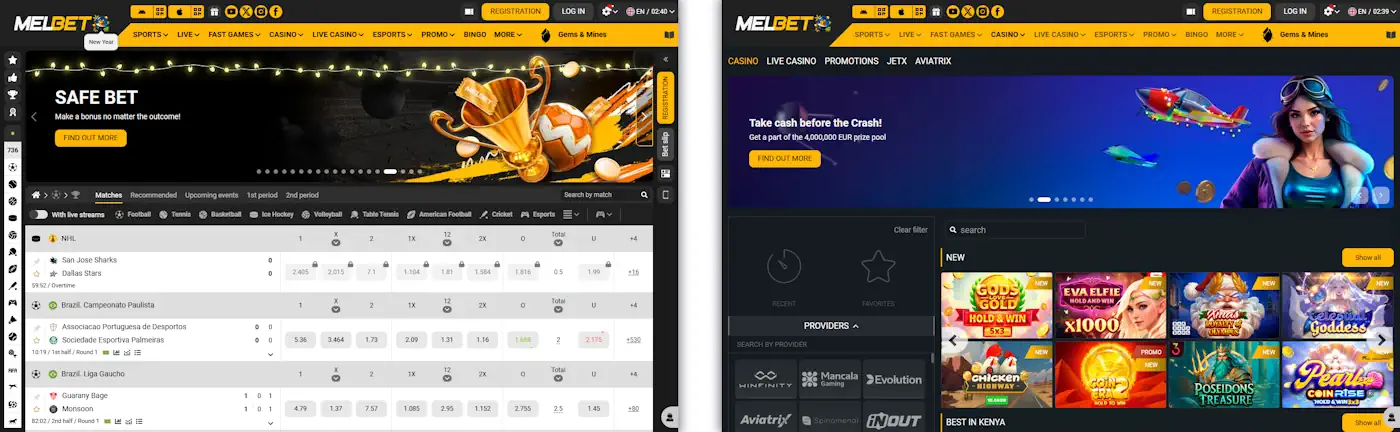 Melbet Casino and Sportsbook Screenshot